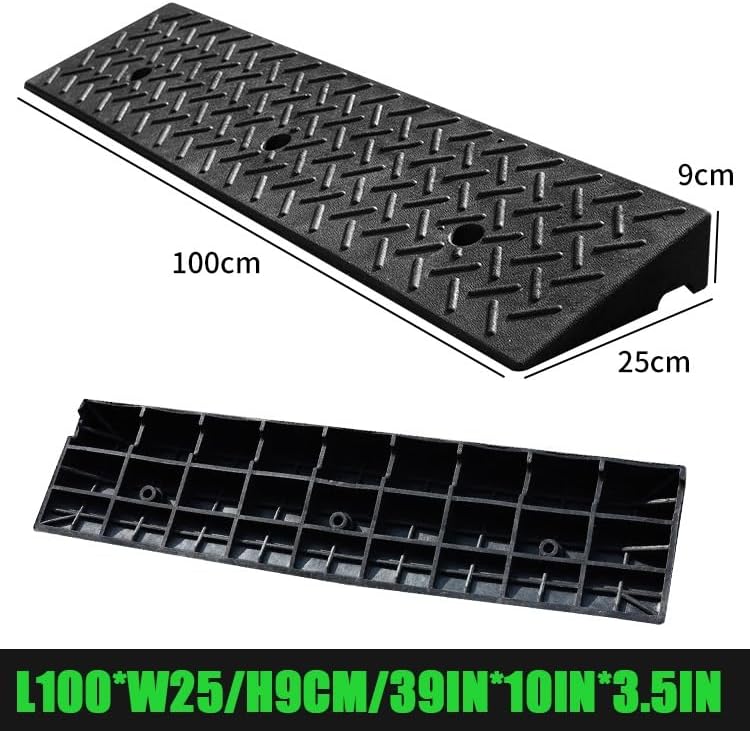 Driveway Curb Ramp, 4in Rise Threshold Ramp Portable, Heavy Duty Loading Ramp, Rubber Wheelchair Ramp for Home/Front Door/Yard/Patio/Entry(100 * 25 * 9cm/39 * 10 * 3.5in)
