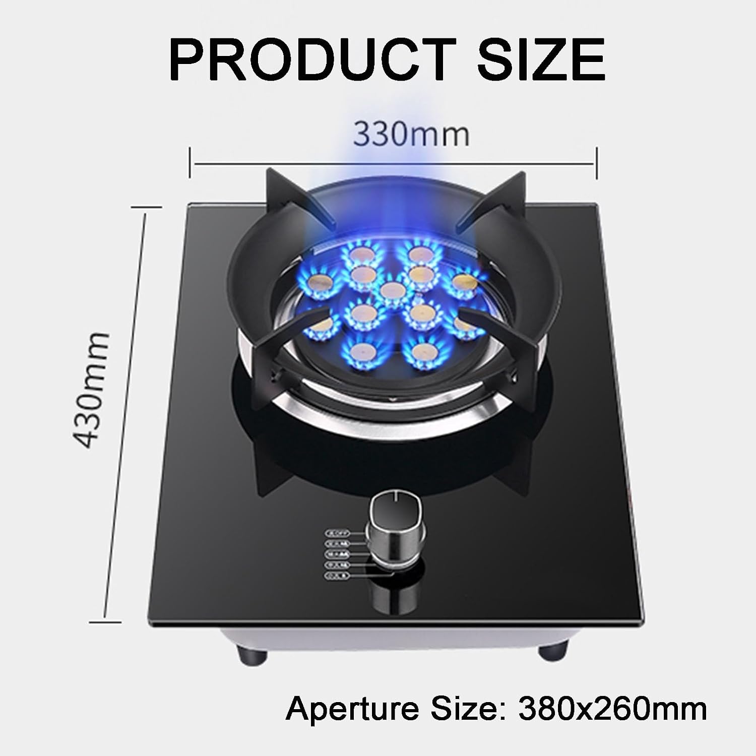 Gas Stove 1 Burner,7.2KW Tempered Glass Cast Copper Pot Rack,Natural Gas/Liquefied Gas Conversion Stove,with Flameout Protection and Safety Child Lock(NG)