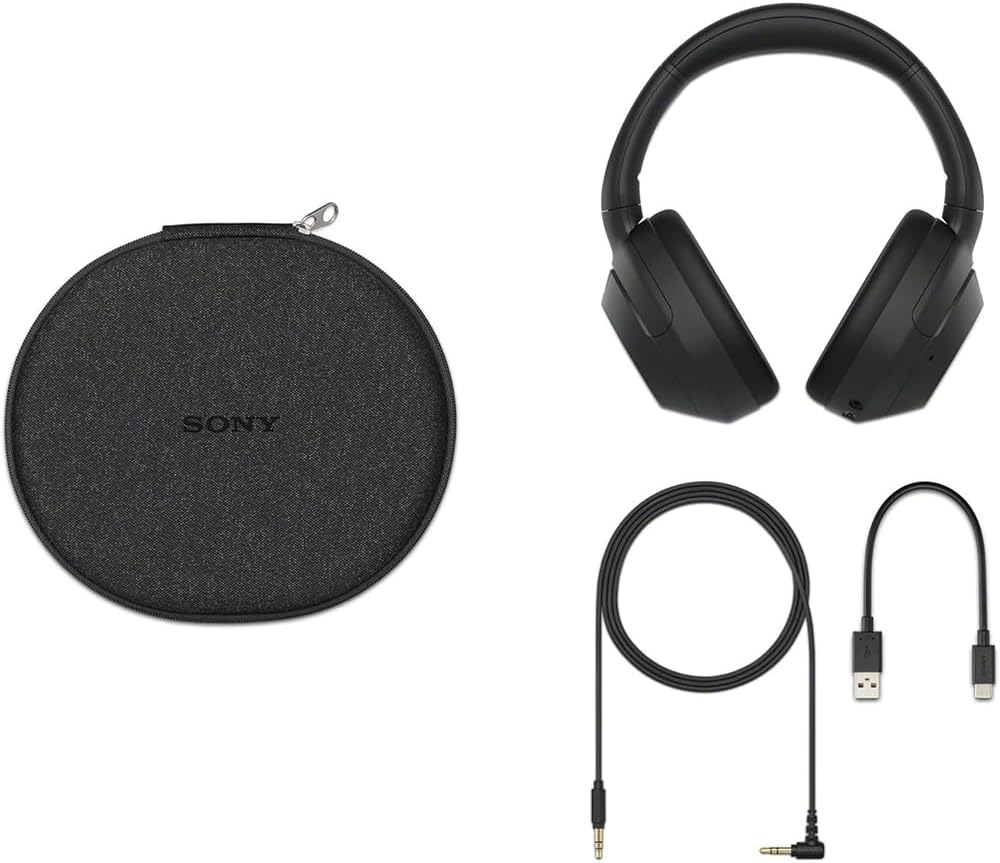 Sony WHULT900N/B ULT WEAR Wireless Noise Canceling Headphones - Black Bundle with 2 YR CPS Enhanced Protection Pack, Mizco Travelocity in-Ear Headphone, Deco Gear Hard Case and Type C Adapter