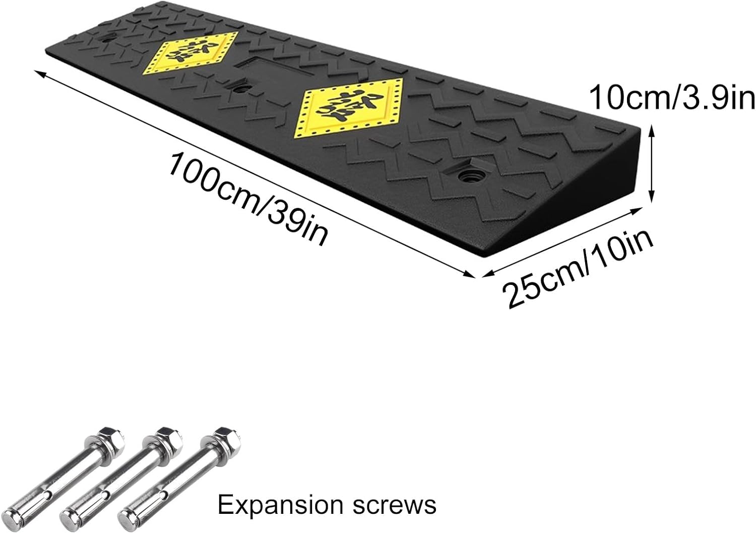 Auto Curb Ramps, Rubber Ramp, 1.6-5.9 in Rise Height Driveway Ramp, Door Threshold Ramp, for Driveway, Loading Dock, Sidewalk, Car, Scooter, Bike, Motorcycle, Wheelchair,(100 * 25 * 10Cm)
