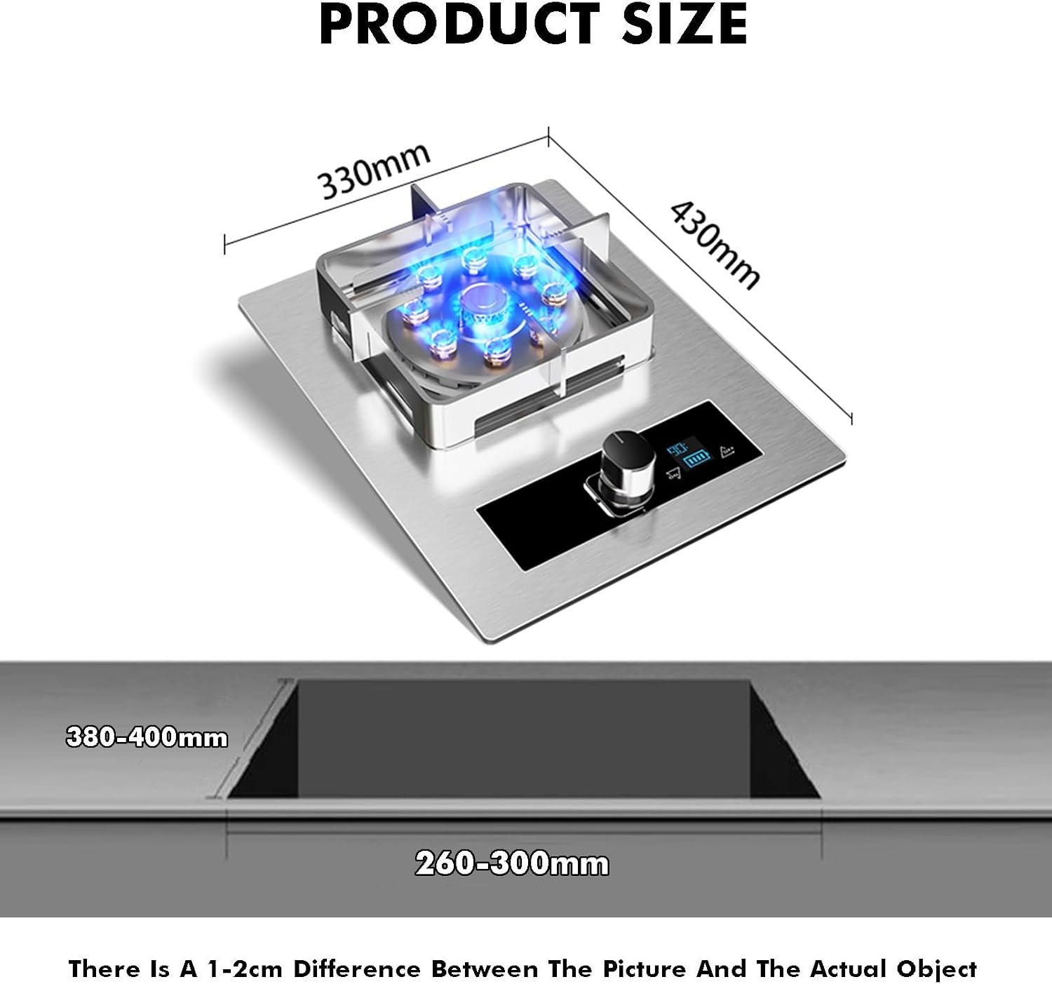 1 Burner Propane Stove,Stainless Steel Cooktop,9-Cavity Fire Ring with Timer,for Camping Boiling and Frying,NG/LPG Conversion Kit(NG)