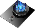 Gas Hob 1 Burner,Black Glass Cooktop with Cast Iron Supports,Flameout Protection,NG/LPG Convertible for Kitchen(NG)