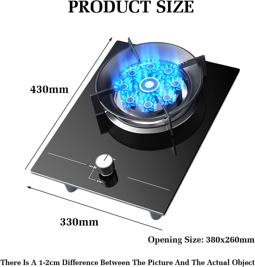 Gas Cooktop with 1 Burner,Portable Gas Stove,5.2KW Nine-Cavity High-fire,Gas/LP Gas Conversion Stove,with Flameout Protection,for Home Kitchen(NG)