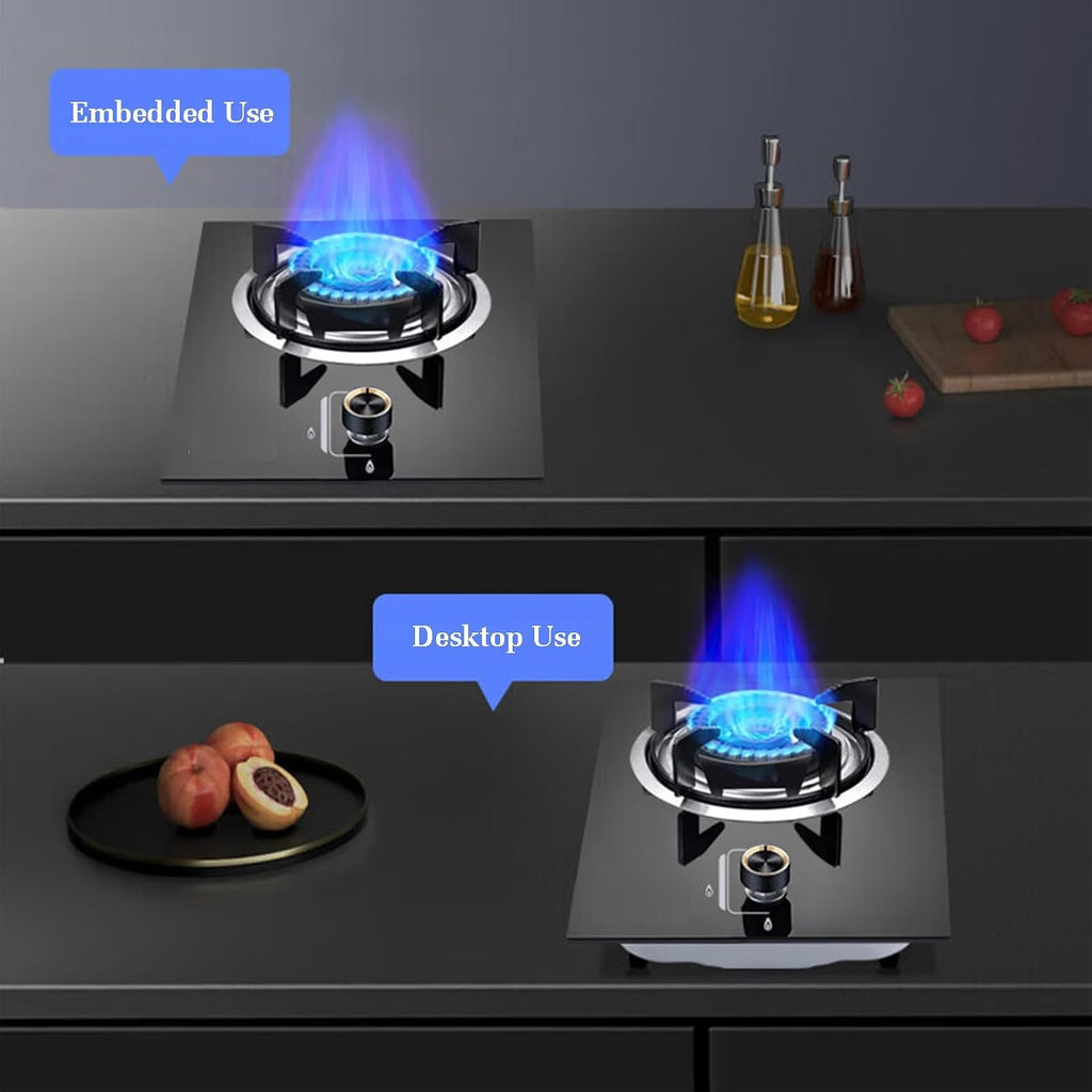 Gas Stove,Single Burner,Portable 5.2KW Gas Stove,Gas/LP Gas Conversion Stove,Tempered Glass Cast Iron Pot Rack,with Flameout Protection,for Home Kitchen(LPG)