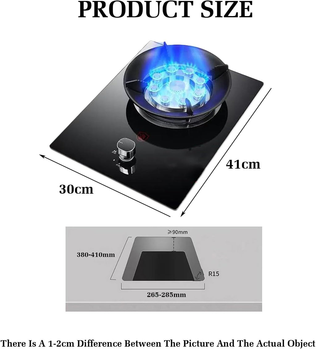 Gas Stove with 1 Burner,5.2KW Kitchen Counter Top Stove,Gas/LP Gas Conversion Stove,Tempered Glass Cast Iron Pot Rack,with Flameout Protection,for Home Kitchen(LPG)
