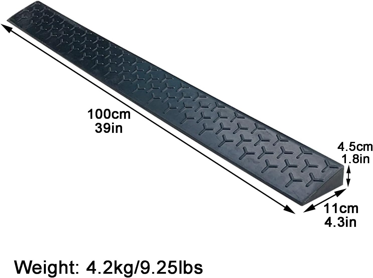 Rubber Curb Ramps Antislip Portable Rise Height Threshold Ramp with Stable Honeycomb Structure for Vehicle Truck(100 * 11 * 4.5cm/39 * 4.3 * 1.8in)