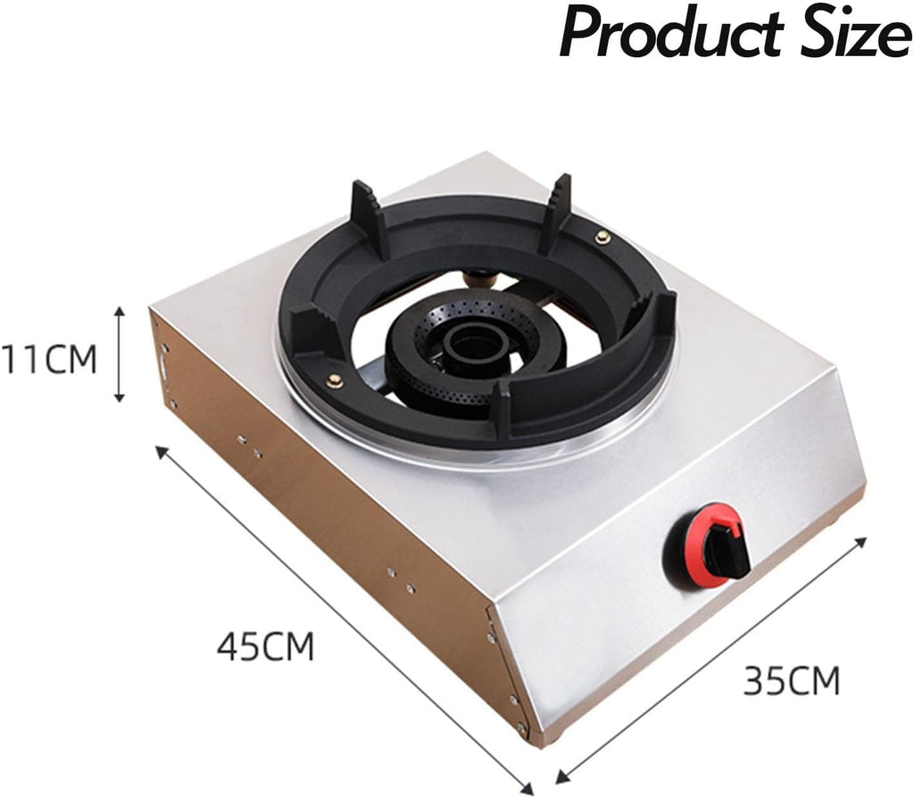 Gas Stove,13648 BTU Stainless Steel Gas Stove Tabletop Single Burner,Flameout Protection,Suitable for Home and Canteen Use (Size : NG)