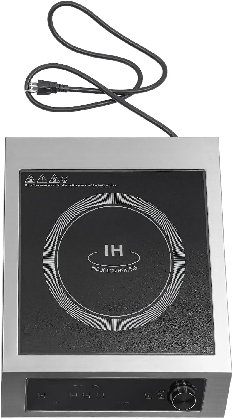 Single Burner Electric Countertop Portable Commercial Induction Cooktop Timer & Temperature Control, Compact Stove with LED Sensor Touch for Kitchens Restaurants Hotels 13.78x16.93x3.82inch