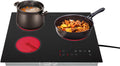 3 Burners Electric Cooktop, 2600W 110V Portable Ceramic Cooktop 23 Inch Built-in Electric Stove Top with LED Display, 9 Heating Level and Kid Safety Lock, Sensor Touch Control (No Plug)