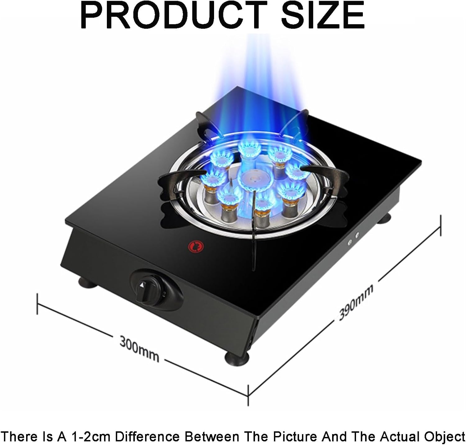 Gas Stove 1 Burner,5.2KW Natural Gas/Liquefied Gas Conversion Stove,Black Tempered Glass Cooktop,Tabletop Gas Stove with Flameout Protection(NG)