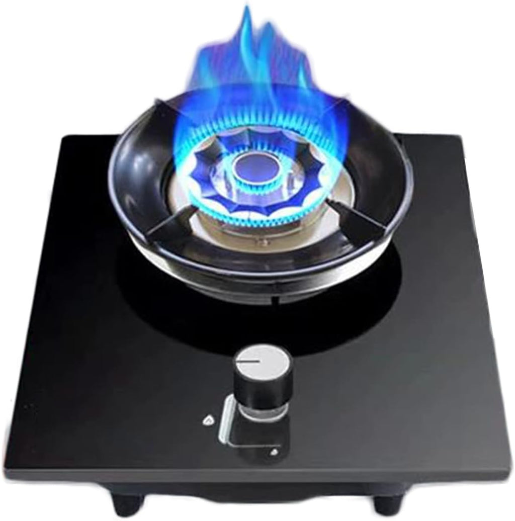 Gas Stove,5.0KW Single Burner,Gas/LP Gas Conversion Stove,Tempered Glass Cast Iron Pot Rack,with Flameout Protection,for Home Kitchen(LPG)