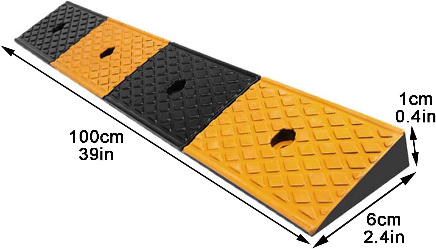 Rubber Curb Ramps Antislip Portable Rise Height Threshold Ramp with Stable Honeycomb Structure for Motorcycle Sidewalk(Yellow,100 * 6 * 1cm/39 * 2.4 * 0.4in)