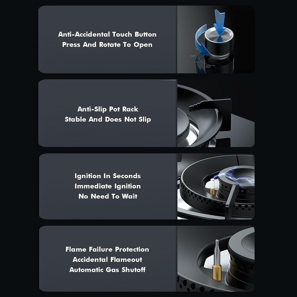 Gas Cooker 1 Burner,Kitchen Counter Top Stove,5.2KW High-fire Frying Pan,with Flameout Protection,for Natural Gas/liquefied Petroleum Gas(LPG)