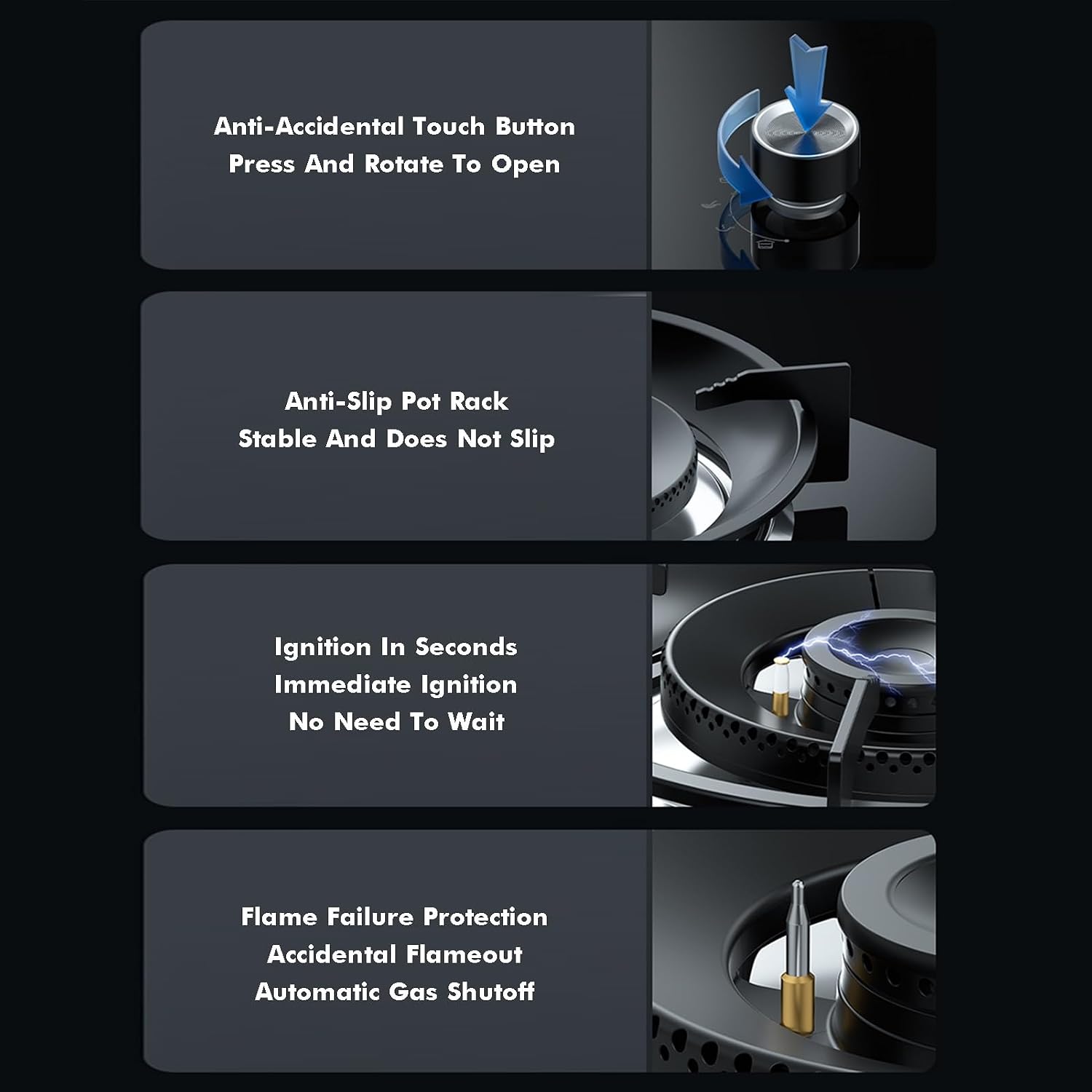 Gas Cooker 1 Burner,Kitchen Counter Top Stove,5.2KW High-fire Frying Pan,with Flameout Protection,for Natural Gas/liquefied Petroleum Gas(NG)