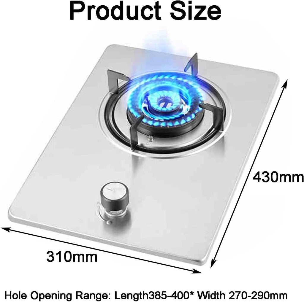 Gas Stove 1 Burner,4.2KW All-copper Stainless Steel Gas Stove,Tabletop/Embedded Burner,NG/LPG Convertible,with Flameout Protection(LPG)