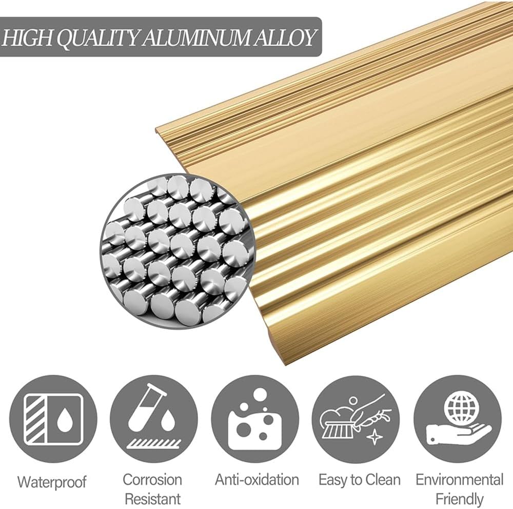 4 Inch Floor Transition Strip Threshold Ramp Aluminum 35'' Door Threshold Ramp Decorations of The Edge of Carpet/laminate AntiStumbling(Black,5pcs)