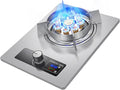 Gas Stove, Timing 1 Burners Gas Hob 9-Cavity Fierce Fire 5.2kw,Desktop and Embedded Dual-use Gas Cooker NG/LPG, for Home Camping Outdoor(NG)