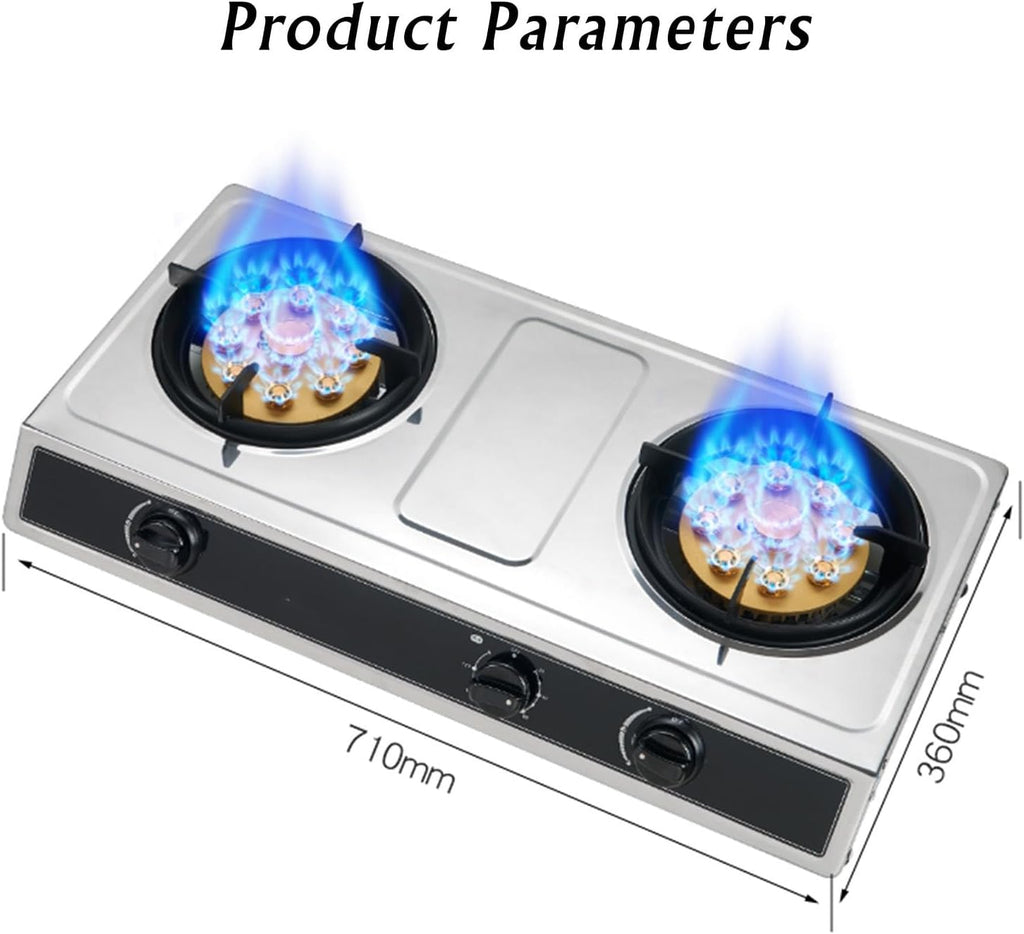 Propane Stove 2 Burners Portable Propane Stove,24566.4BTU High Power Stainless Steel Gas Cooktop for RV Apartment and Outdoor Kitchen (Color : NG, Size : Style 1)