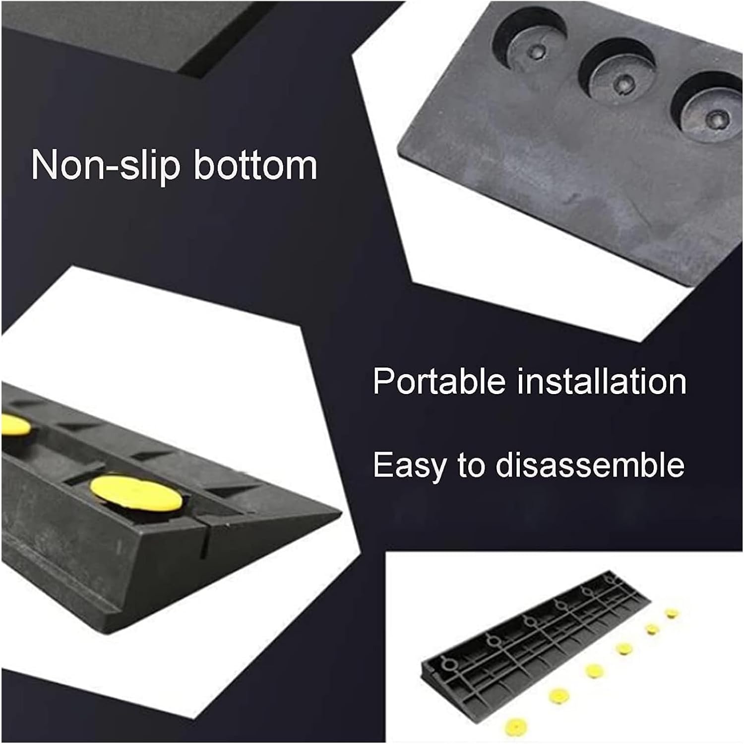 Threshold Ramp Wheelchair Ramp Non-Slip Plastic Threshold Ramp Wear-Resistant Speed Bump Portable Scooter Ramp Fo Door Handicap Ramps Anti-Slip (Yellow 100 * 7 * 1.5in)