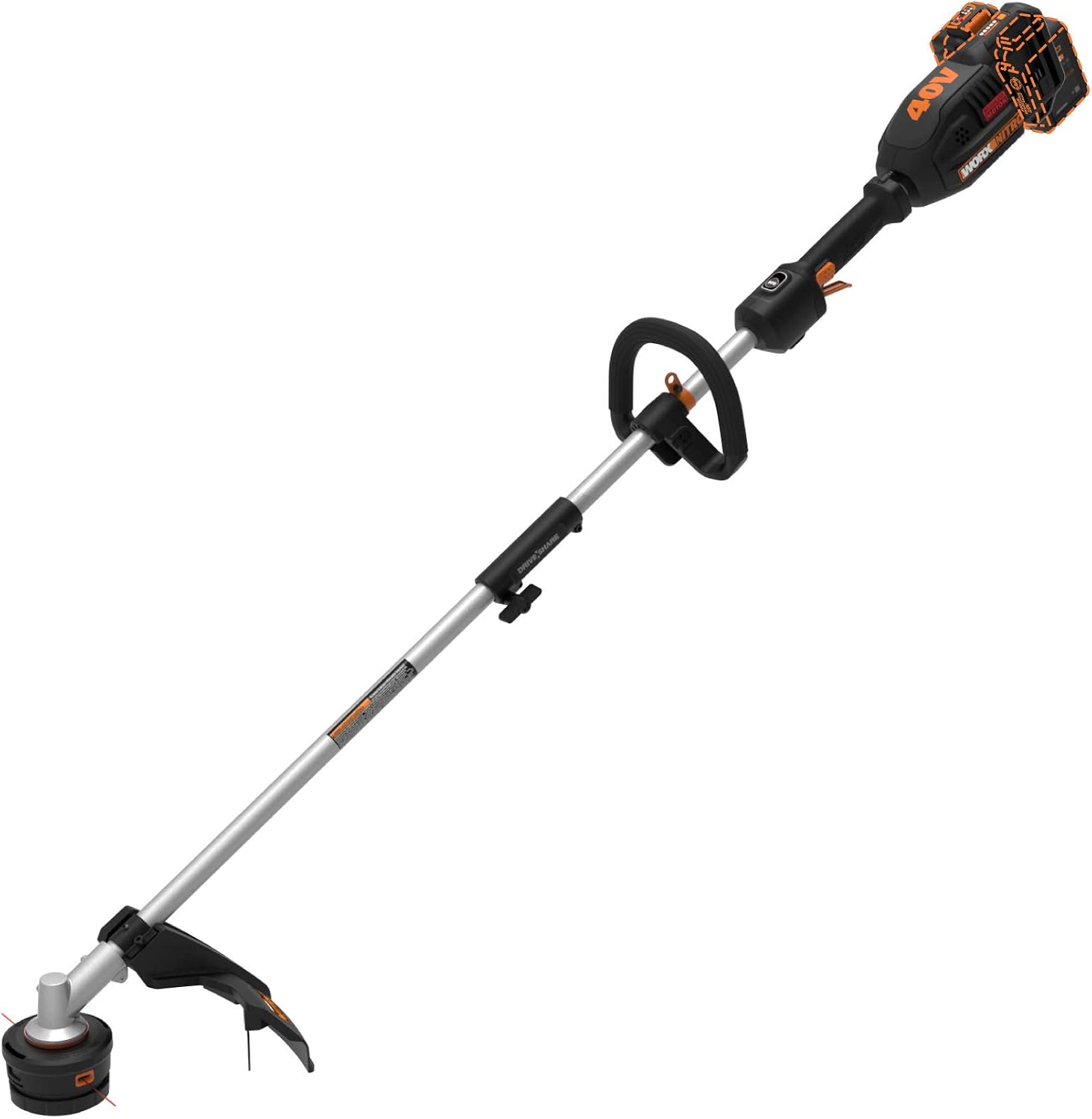 Worx Cordless String Trimmer, 15'' Electric Weed Wacker with Dual-exit Head, 31CC Gas-Like 40V Brushless Weed Eater with Attachment-Capable Driveshare, Batteries & Charger Not Included, WG186.9