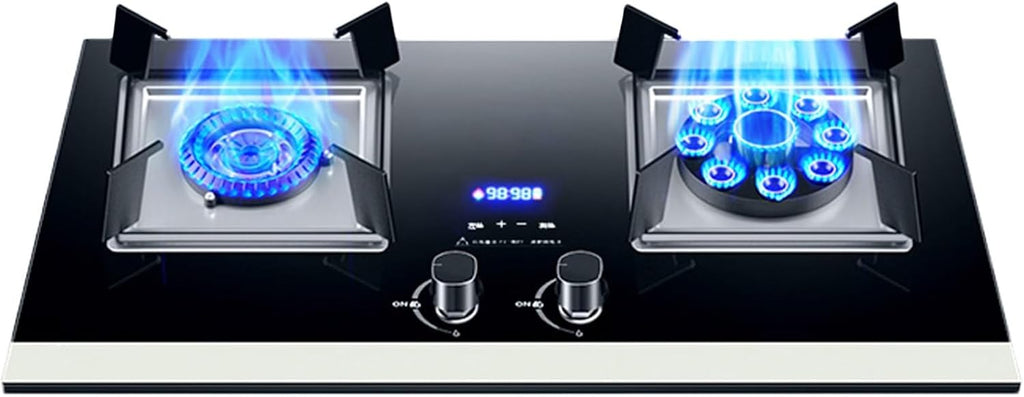 Propane Stove,2 Burners Portable Propane Stove,tempered Glass Gas Cooktop,Maximum 17060BTU Suitable for Home Kitchens and Dining Rooms (Color : NG, Size : Style 2)