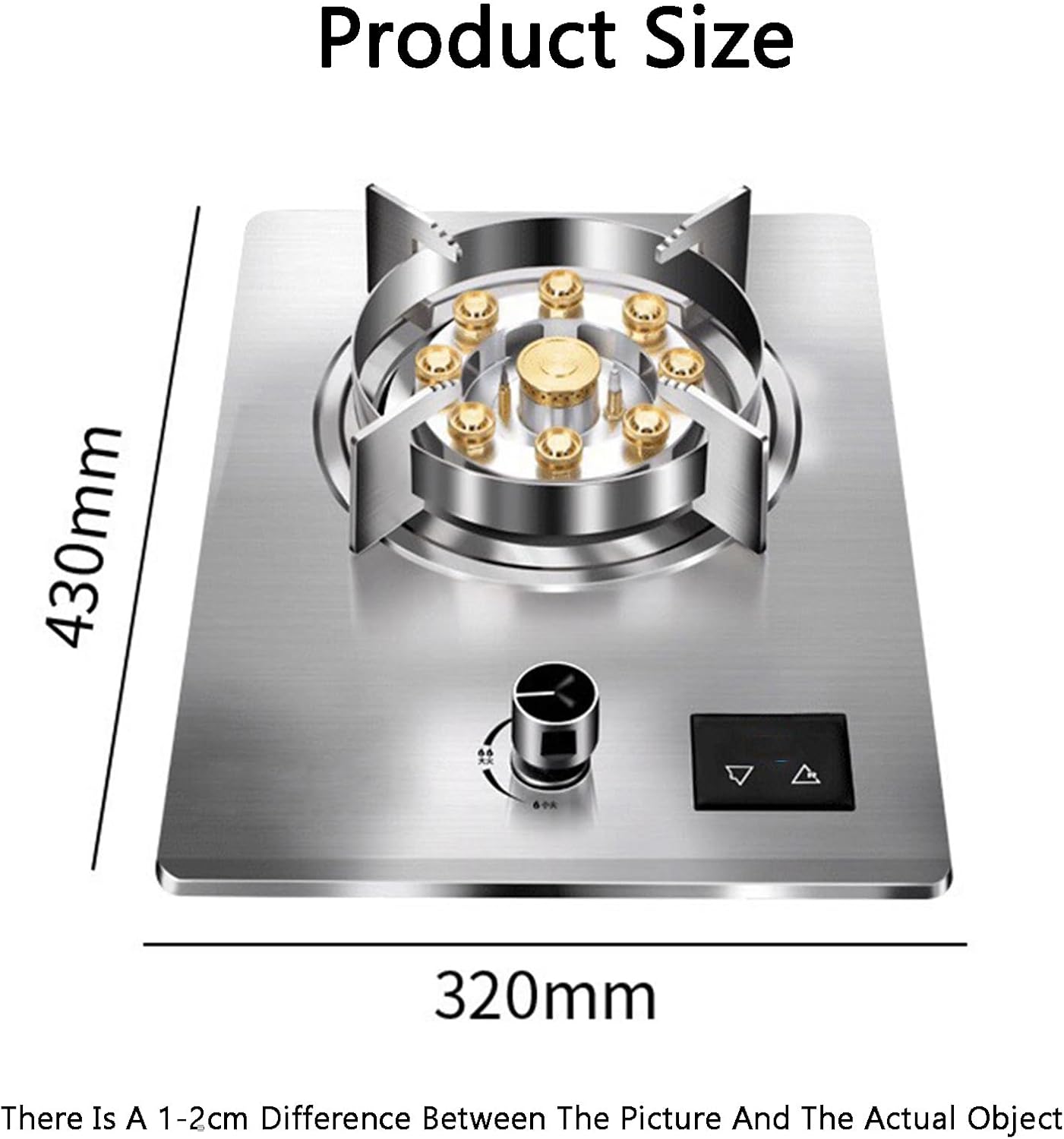 Gas Cooker,7.2kW Stainless Steel Gas Stove,Single-Burner Built-in Tabletop,for Families Restaurants Food Stalls(LPG)