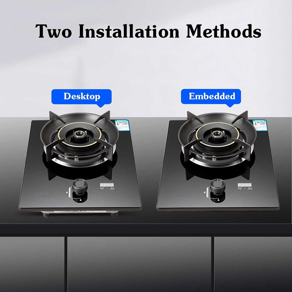 Portable Gas Stove with 1 Burner,5.2kW Fire Ring Countertop Stove,NG/LPG Gas Source Kit,Black Tempered Glass,with Flameout Protection and Timer(LPG)