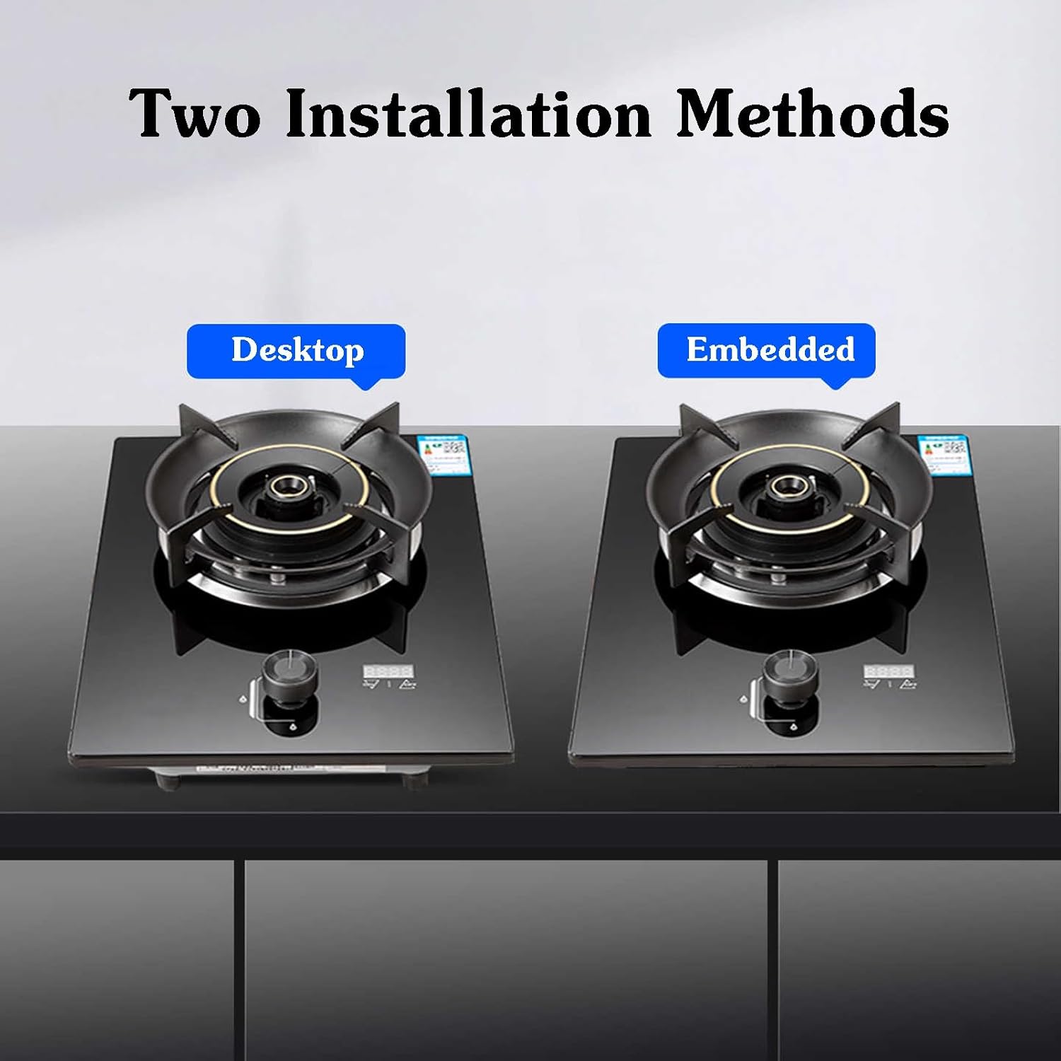 Portable Gas Stove with 1 Burner,5.2kW Fire Ring Countertop Stove,NG/LPG Gas Source Kit,Black Tempered Glass,with Flameout Protection and Timer(LPG)