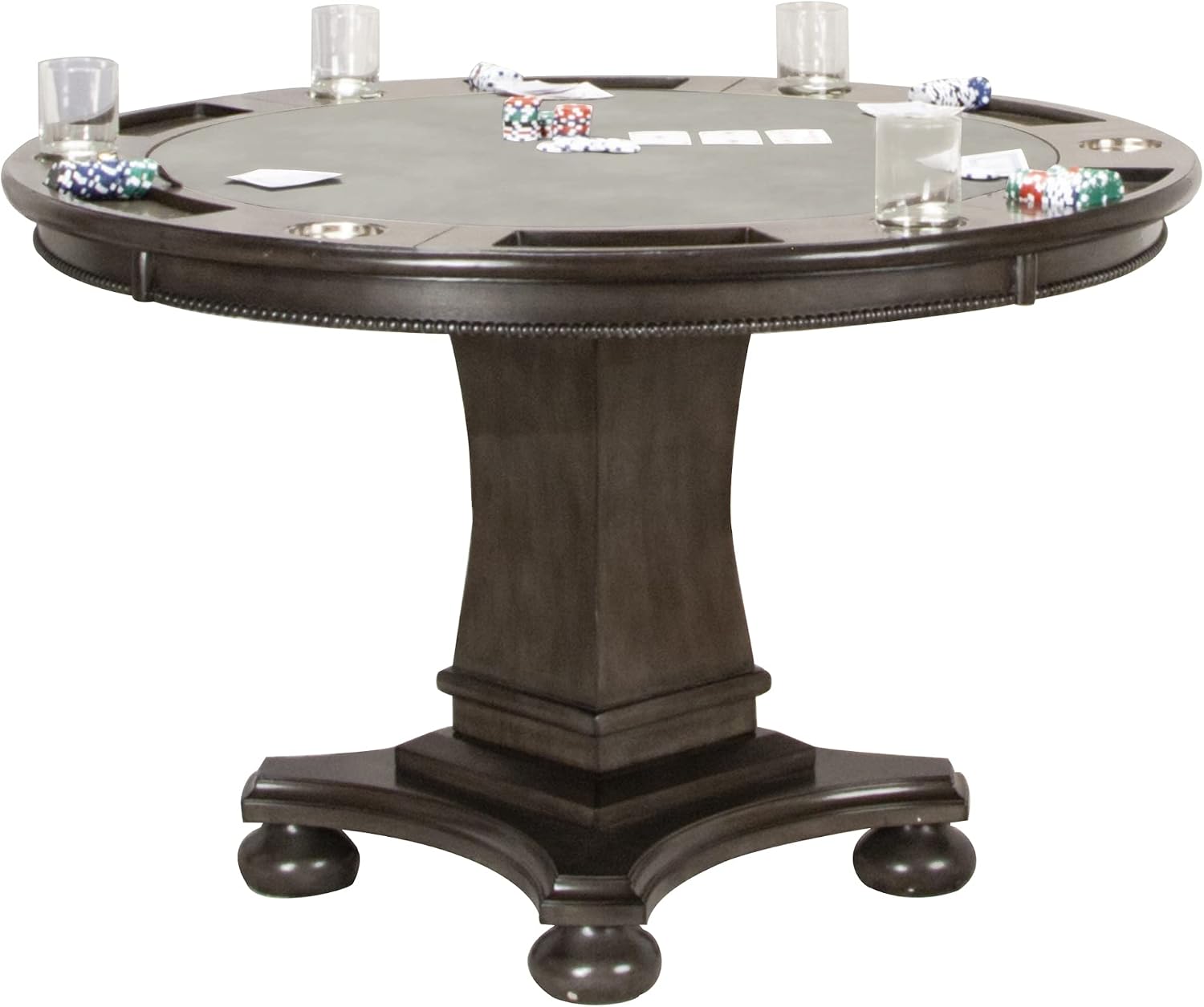 Sunset Trading Vegas Dining and Poker Table, 2 in 1 Game, Gray/Black/Off-white