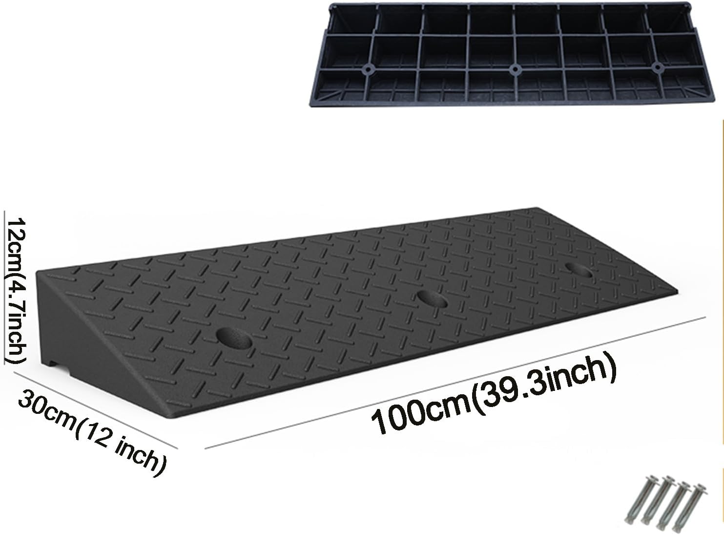 Rubber Kerb Ramp, Heavy Duty Threshold Ramps,Height 3.9/4.3/4.7/5.1/5.5/5.9 inches,Curb Ramp for Driveway, Mobility Scooter/Door/Step(Height 10cm (4 inch))