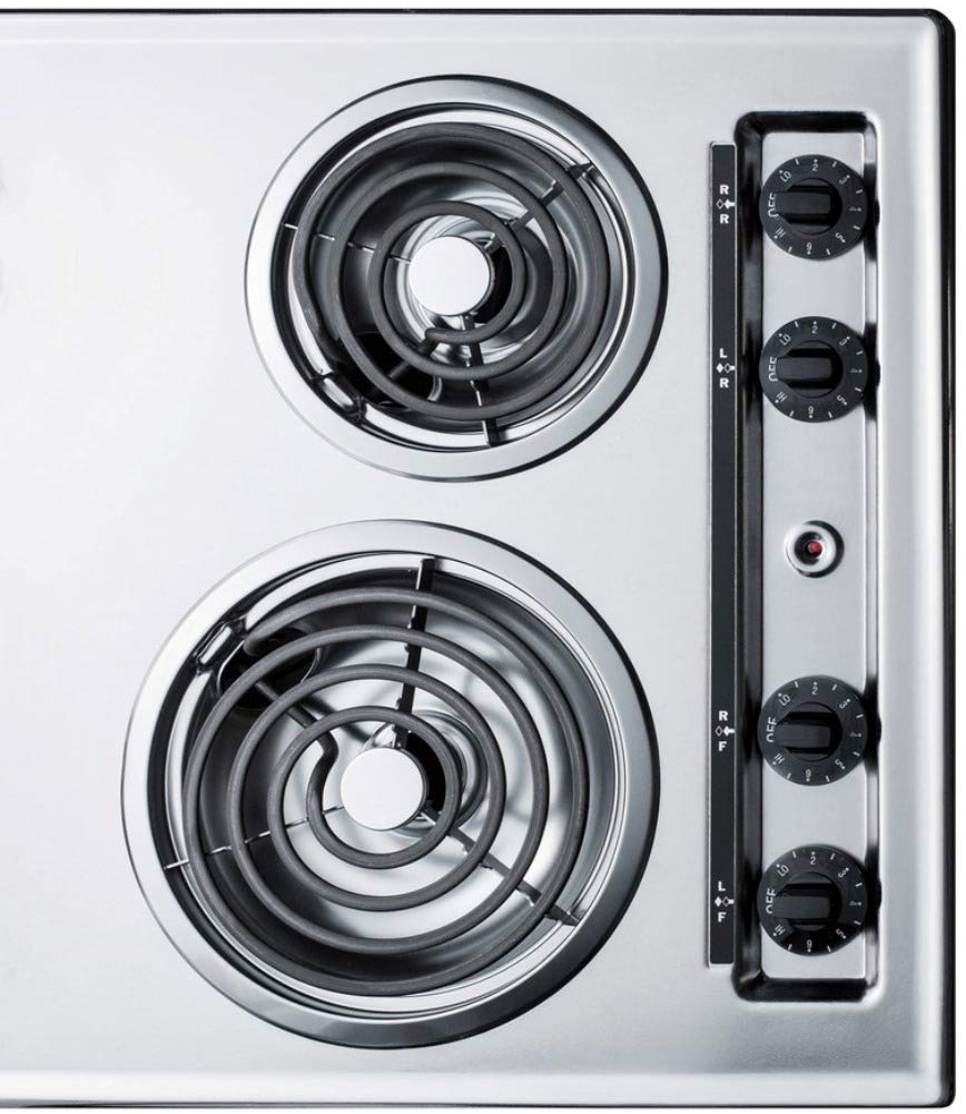 Summit 30' 4 Burner Electric Cooktop. 230 Volt Coil Electric Cooktop, Stainless Steel Look- ZEL05