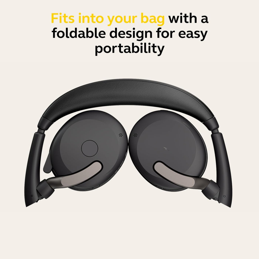 Jabra Evolve2 65 Flex Stereo Headset with Bluetooth, Wireless Charging Pad - Noise-Cancelling ClearVoice Technology & Hybrid Active Noise Cancellation - Works with Leading UC Platforms - Black