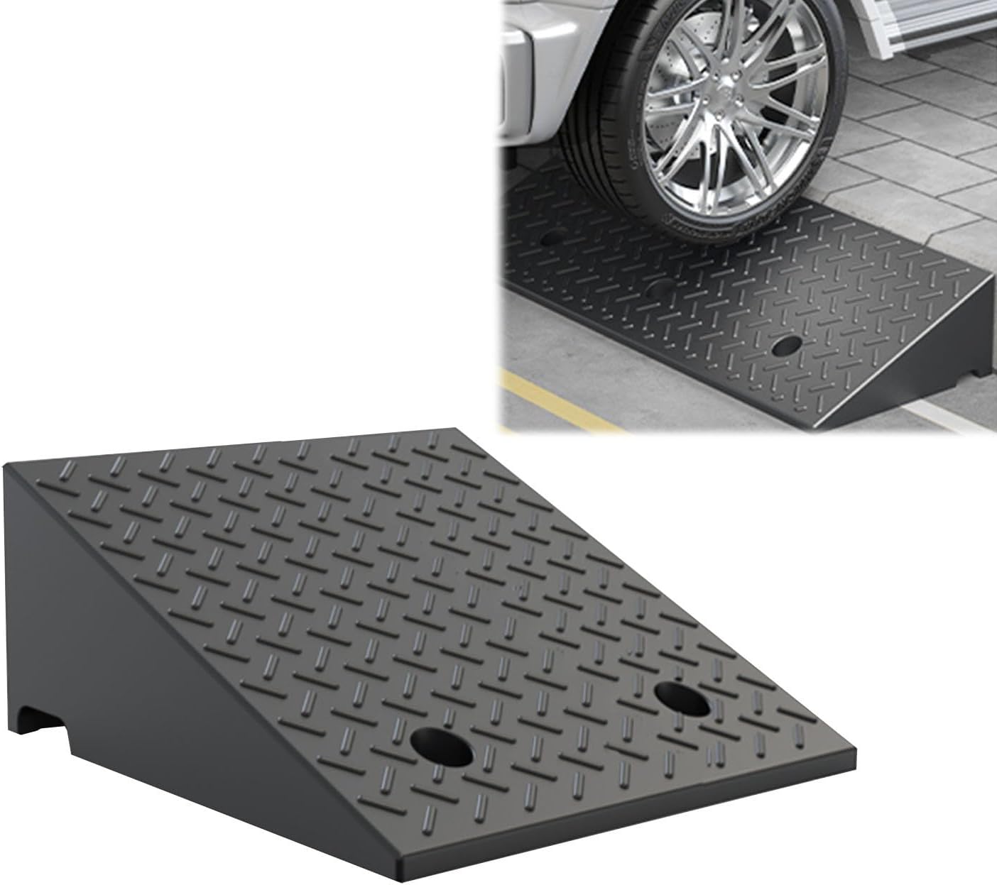 Rubber Curb Ramps,Car Driveway Ramps,Full Range Of Heights,Non-Slip And Wear-Resistant,Strong Load-Bearing Capacity,Suitable For Cars,Door Thresholds,Street Steps(50*50*14cm/19.6*19.6*5.5in)