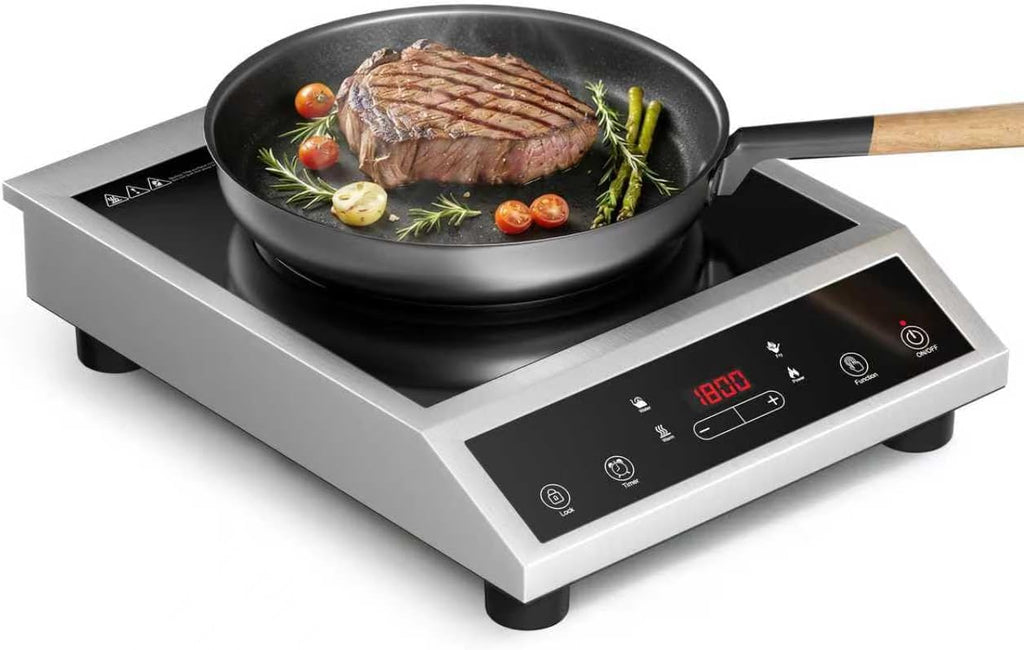 Portable Induction Cooktop 1800W, Single Burner Induction Cooker with Touch Control, Low Power Continuous Heating, Dual IGBT System, Dual Cooling Fans, Timer, Safety Lock, 110-120V