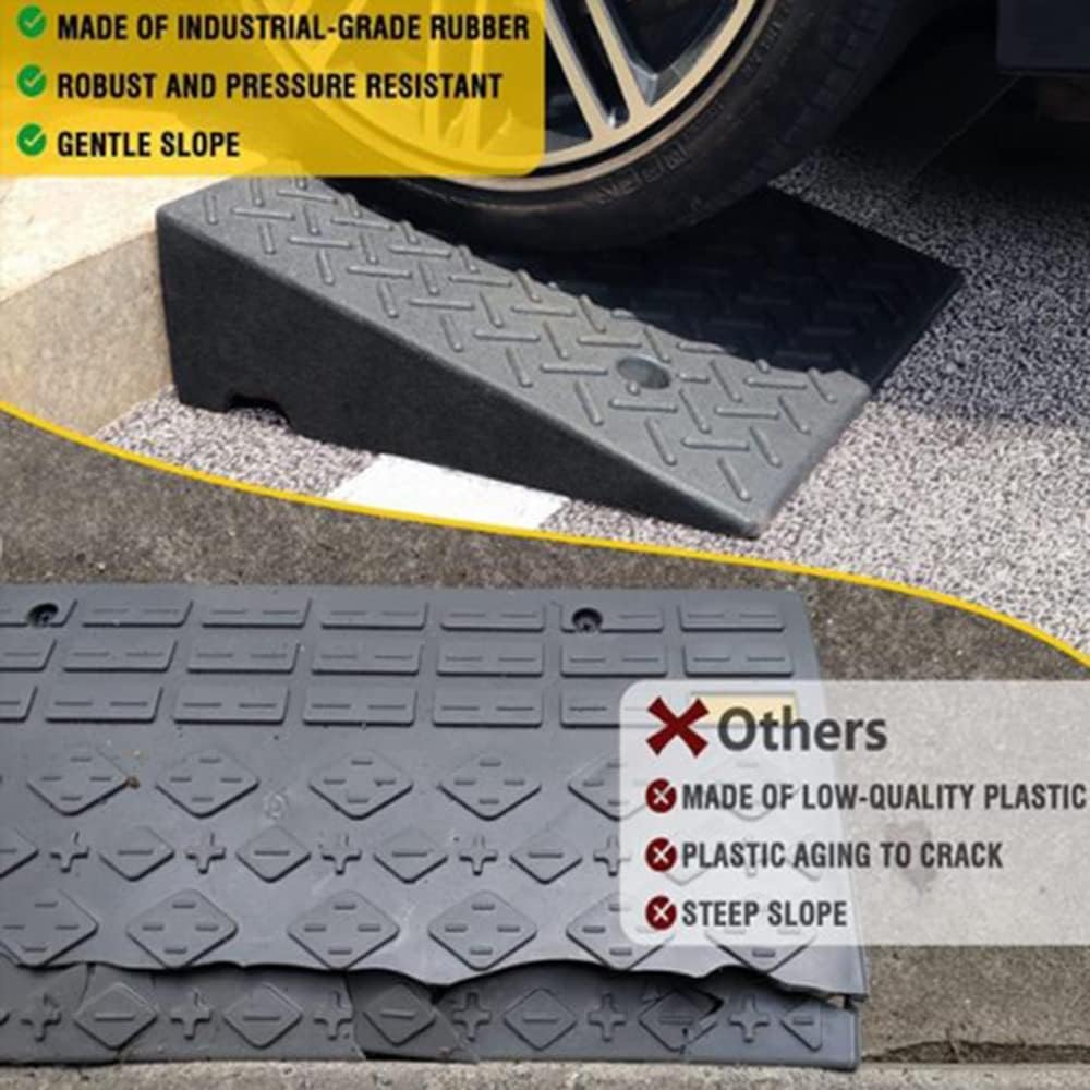 Curb Ramps for Driveway 2' - 8' High, Threshold Ramp Heavy Duty Car Ramp Loading Ramp, Rubber Kerb Ramp for Home Garden Step Sheds Doors, Wheelchairs (Size : 11cm/4.3inch)