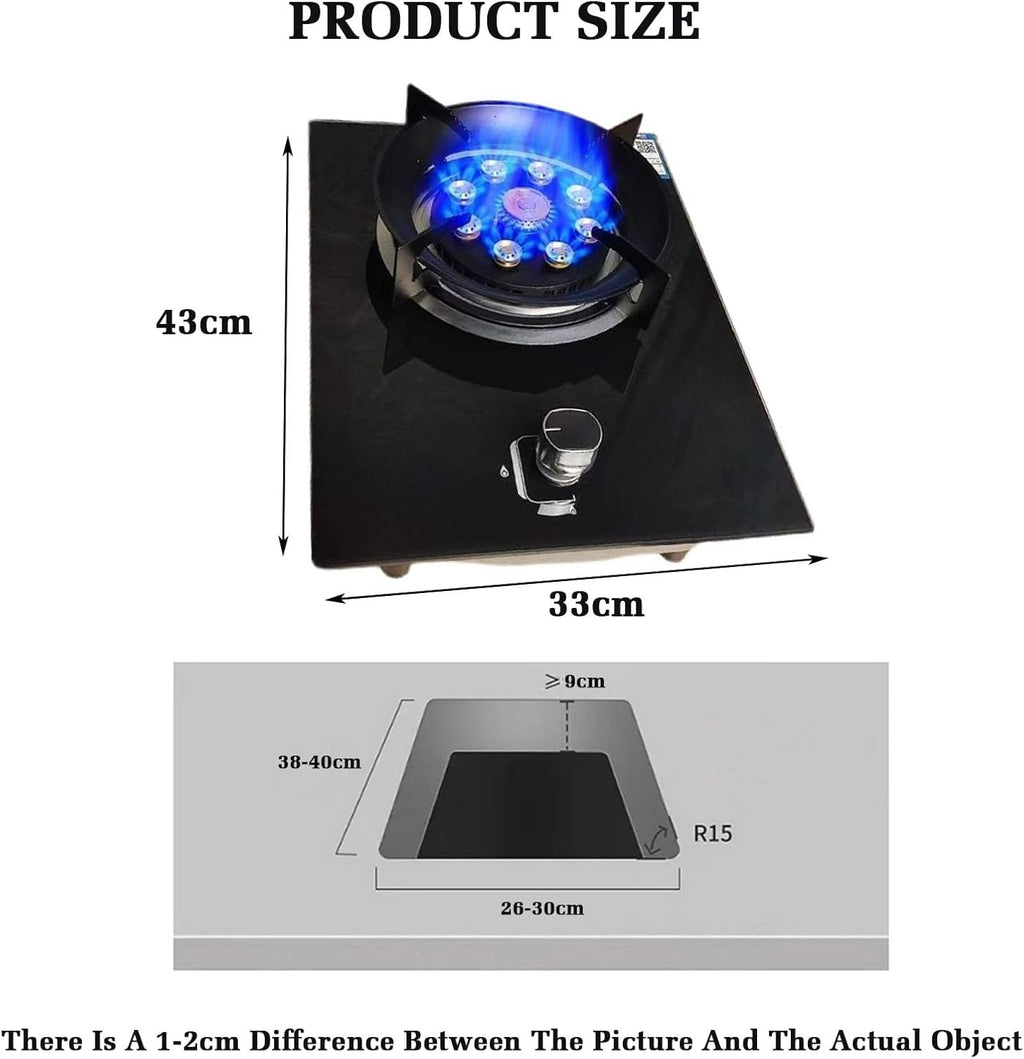 43cm Gas Stove,Built-in Gas Stove with 1 Burner,5.2KW 9 Cavity Frying Pan,Gas/LP Gas Conversio,with Flameout Protection,for Home Kitchen(NG)