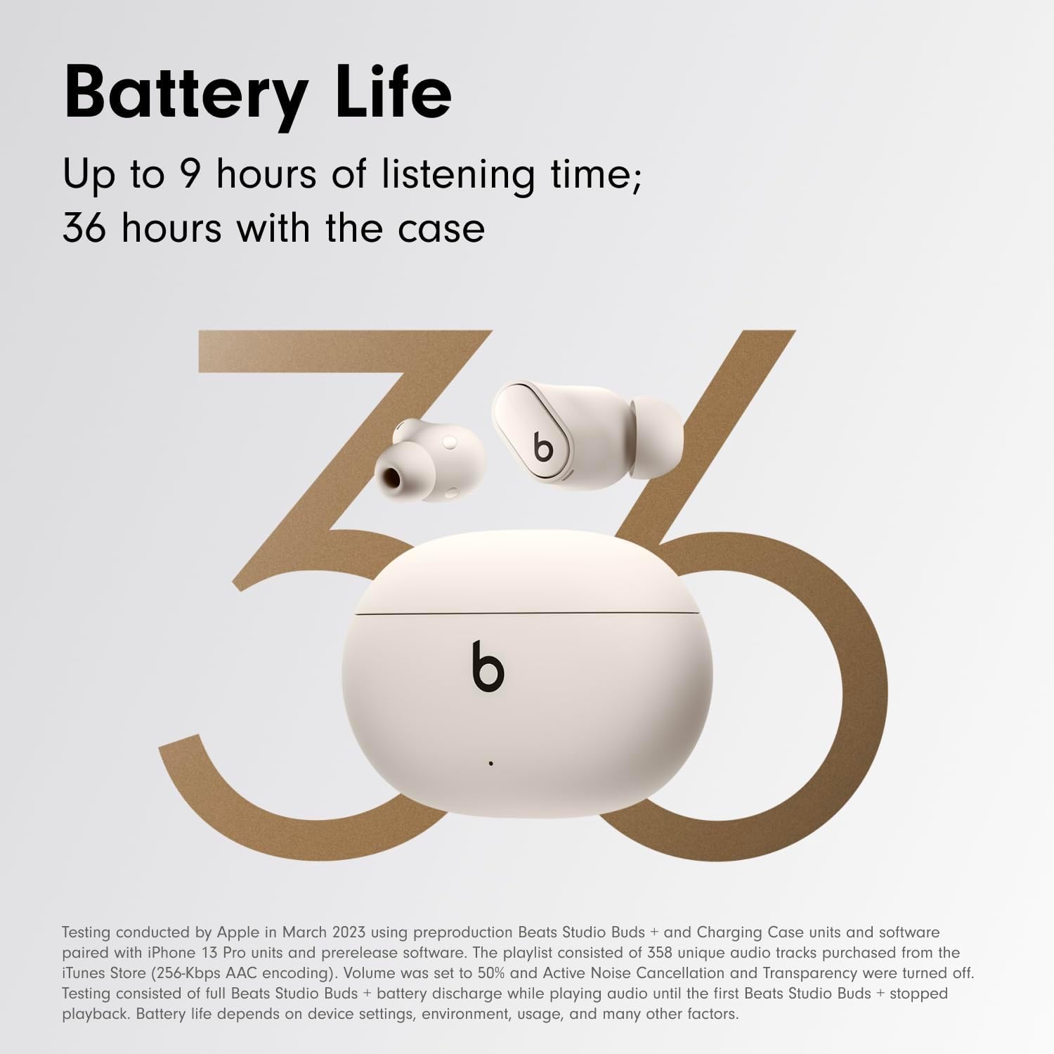 Beats Studio Buds + | True Wireless Noise Cancelling Earbuds, Enhanced Apple & Android Compatibility, Built-in Microphone, Sweat Resistant Bluetooth Headphones, Spatial Audio - Ivory