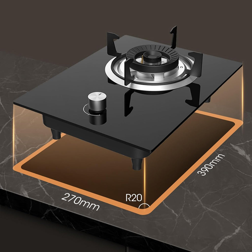 Gas Stove with 1 Burner,5.2KW Gas Cooktop,Kitchen Counter Top Stove,with Flameout Protection,for Natural Gas/liquefied Petroleum Gas(LPG)