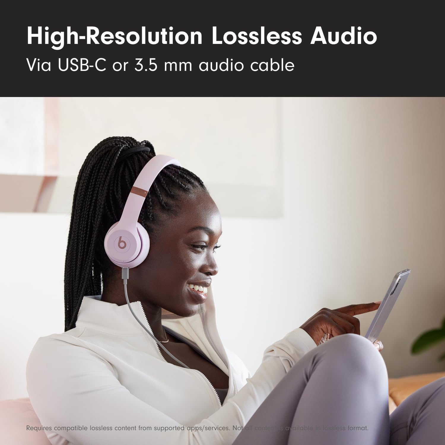 Beats Solo 4 - Wireless Bluetooth On-Ear Headphones, Cloud Pink (Renewed Premium)