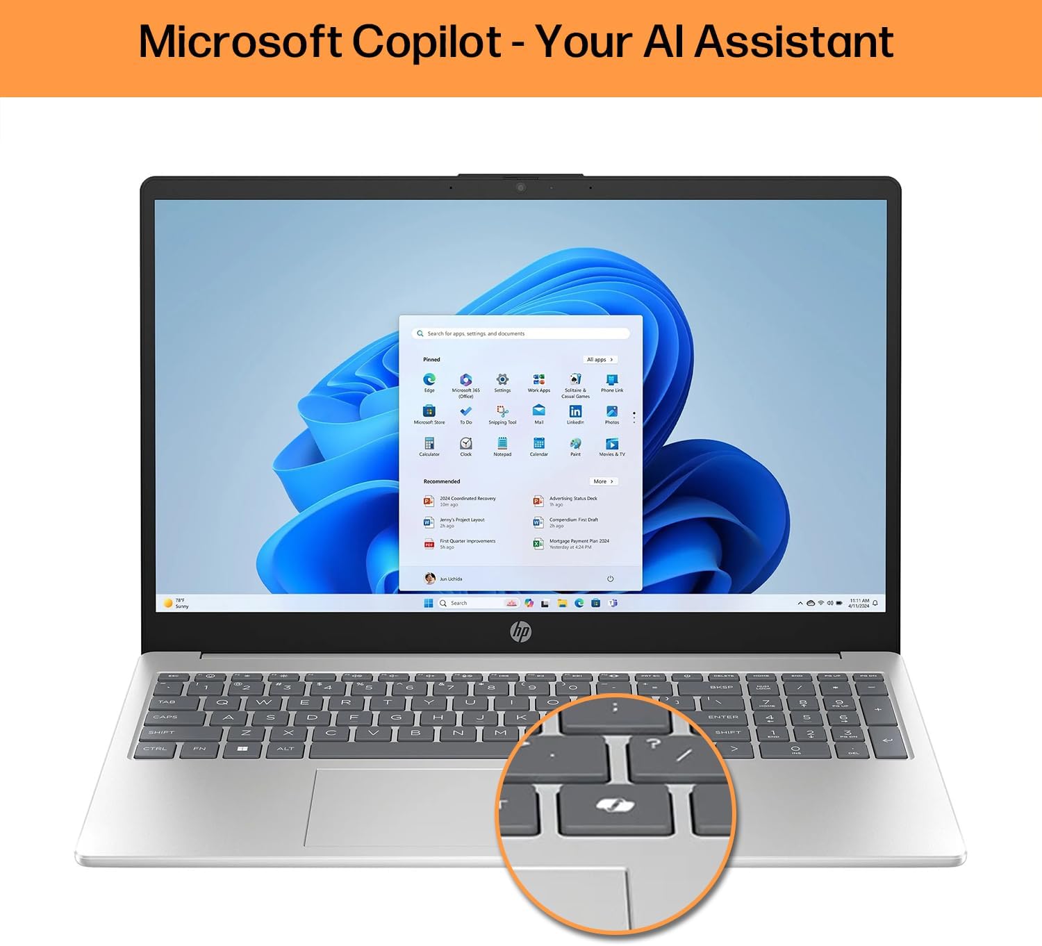 HP Touchscreen Laptop with Lifetime Office, 10-Core Intel i5-1334U, 15.6' FHD IPS Display, 16GB RAM, 512GB SSD + 128GB Portable SSD, AI Copilot, Business &Student Laptop Computer, Windows 11 Pro