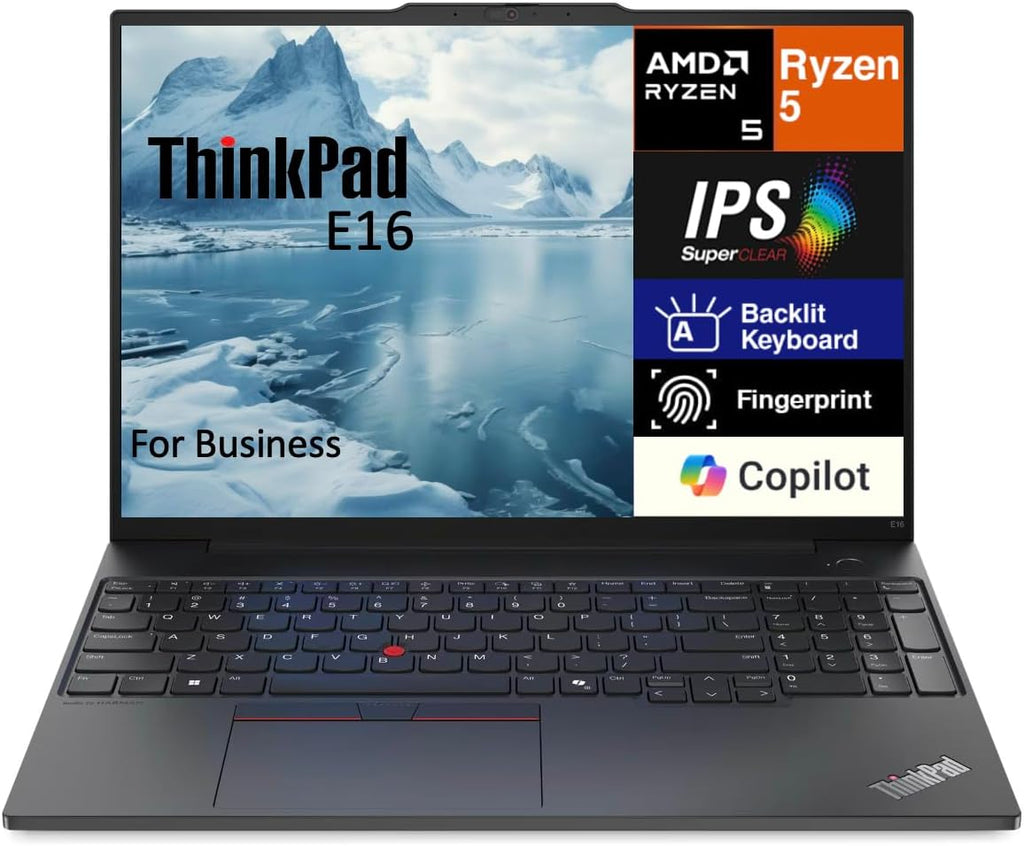 Lenovo ThinkPad E16 Business Laptop 16.0' WUXGA IPS Display 300 nits (AMD Ryzen 5 7535U 6-Core, 16GB RAM, 1TB PCIe SSD, AMD Radeon, Backlit KYB, FP, WiFi 6, Win11Pro) w/Dockztorm Hub