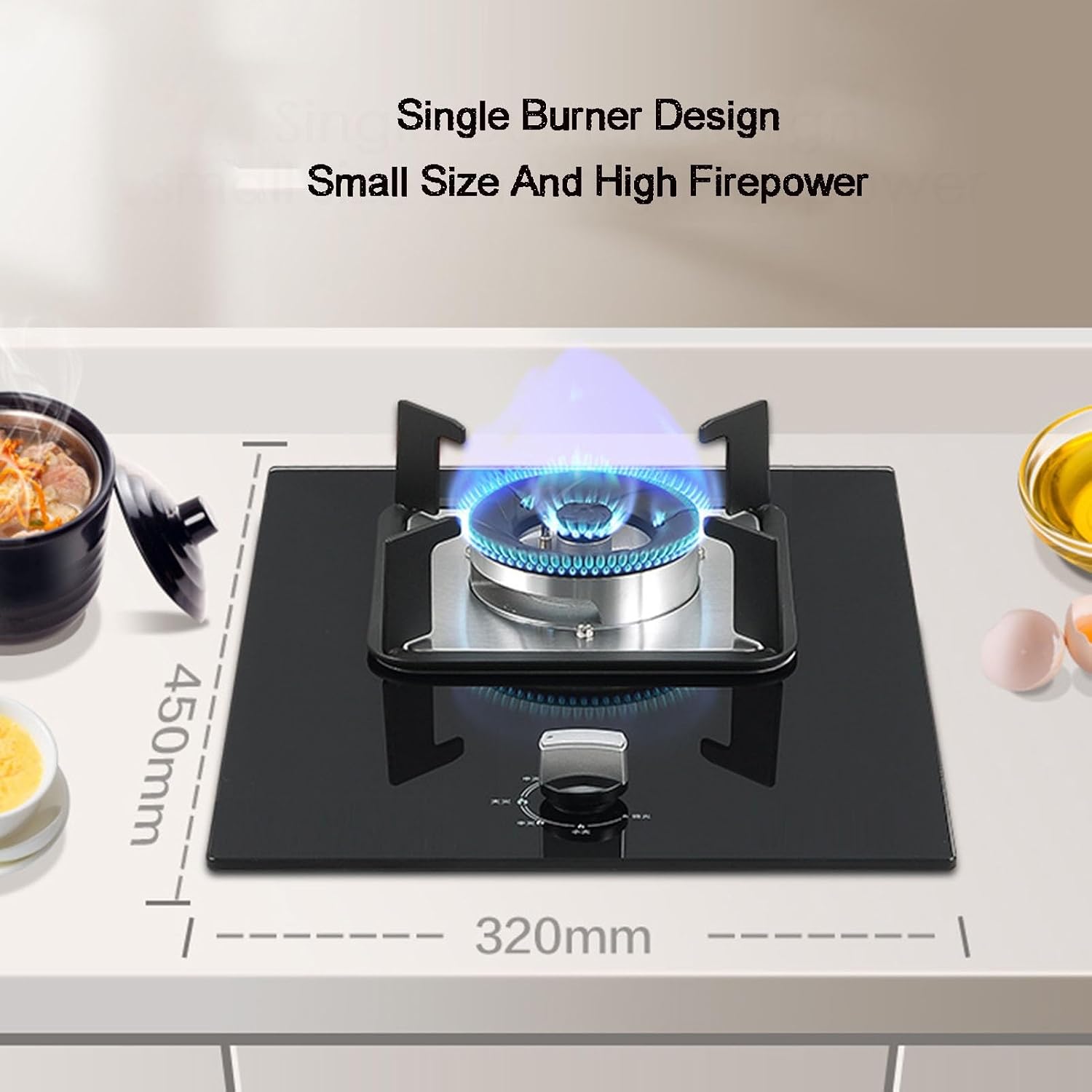 Gas Stove Single Burner,Tabletop and Built-in Dual-Purpose Gas Stove,5.2KW High Power,Suitable for Kitchens and Families(LPG)