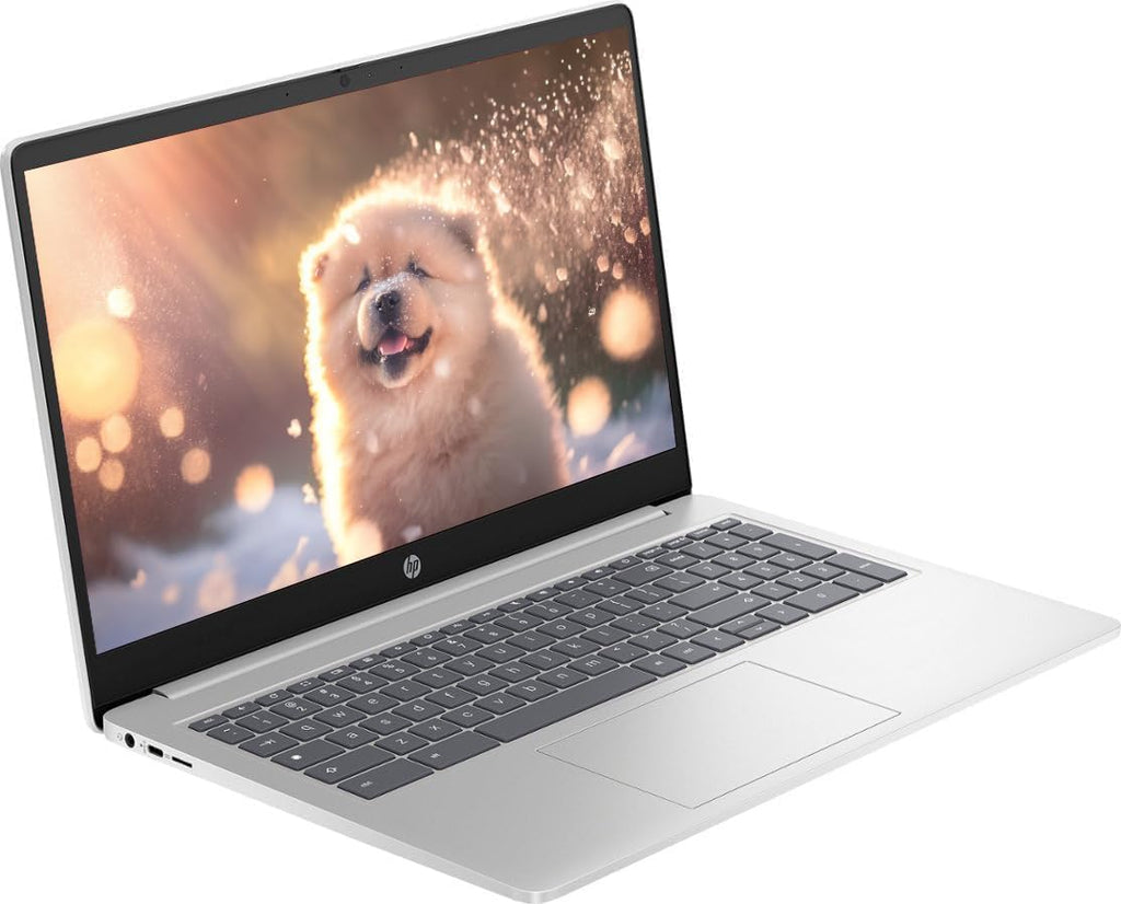 HP Chromebook 15.6 Inch Laptop for College Students, Intel 4-Core Processor N (Beat i5-8250U), 8GB DDR5 SA RAM, 64GB eMMC, Chrome OS, UHD Graphics, Arctic Silver (Renewed), 15a-na002