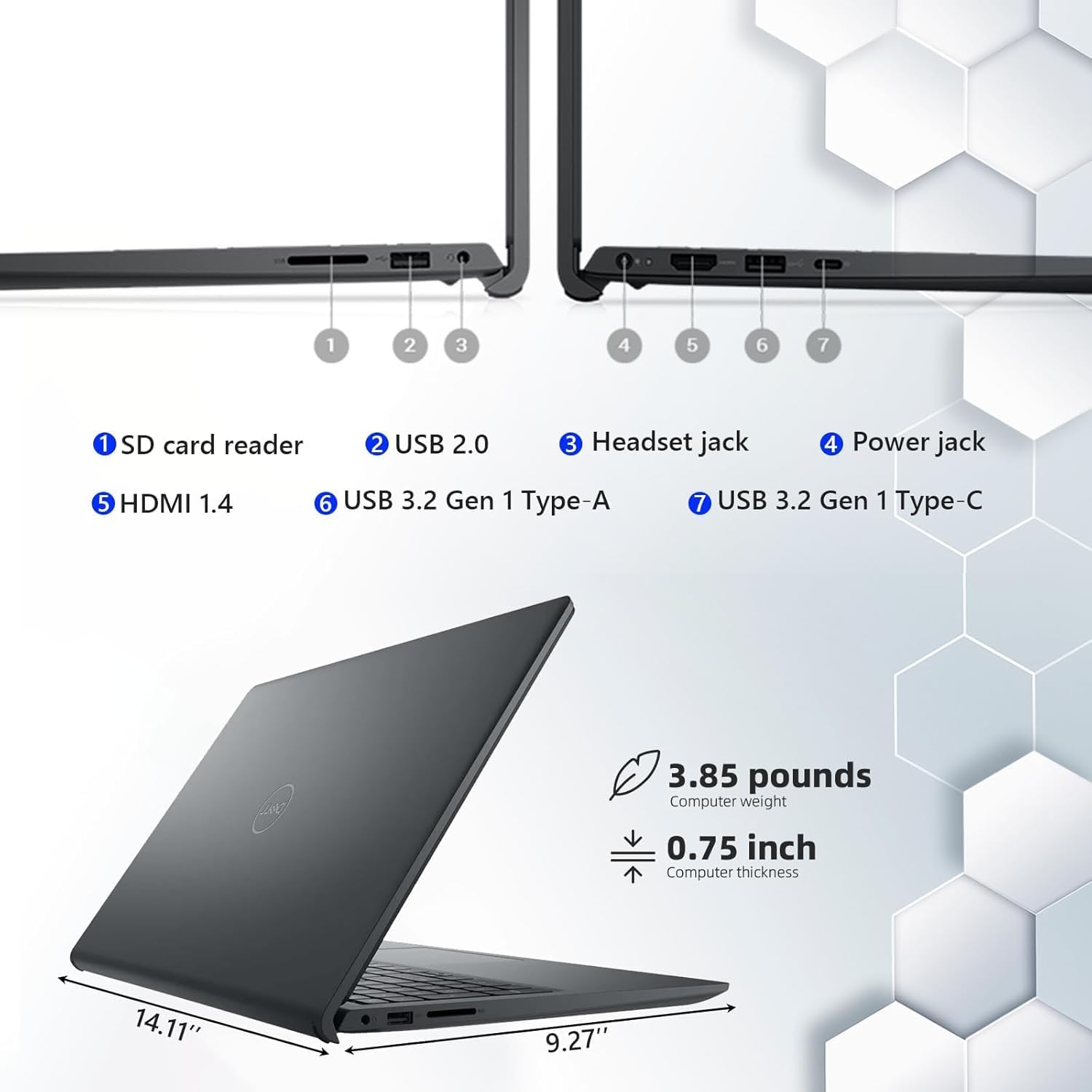Dell inspiron 15 Touchscreen Laptop -Intel Core i5-1334U -15inch FHD Touch -Office 365-16GB RAM -1TB SSD -Windows 11 -Laptop Computadora- Work Business College Student - 3.6lbs Light