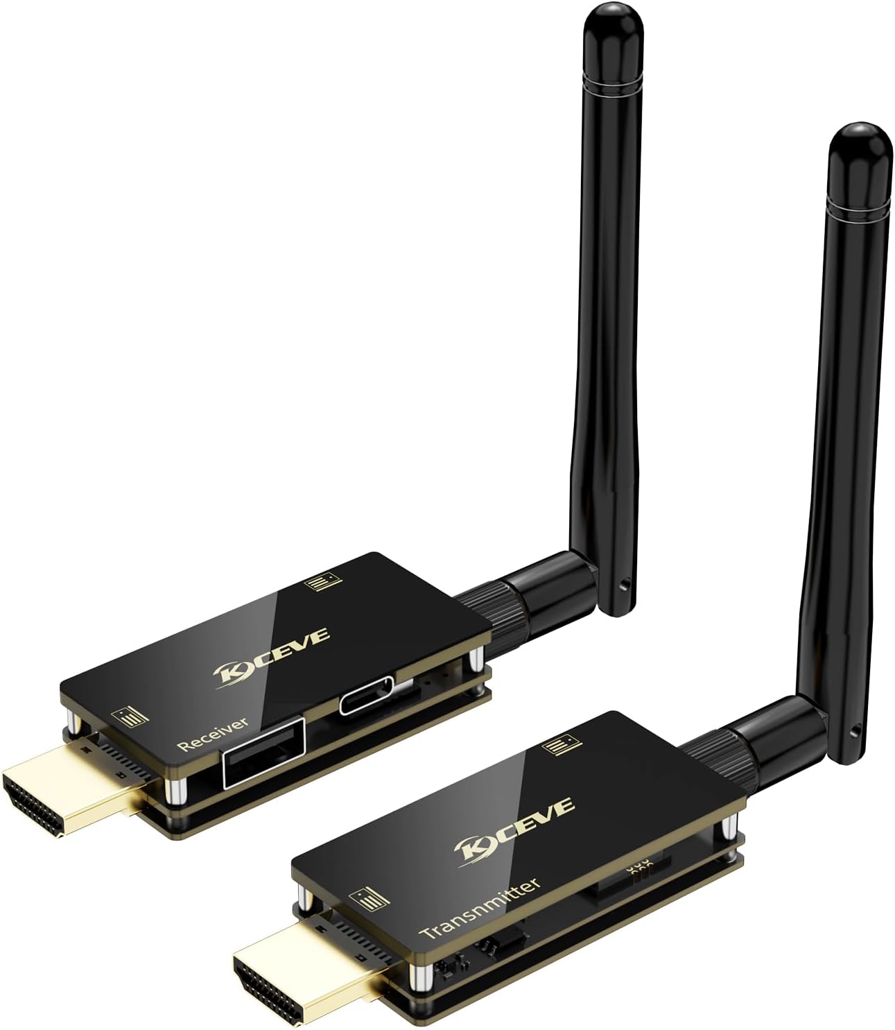 HDMI Wireless Transmitter and Receiver with USB Mouse/Keyboard Port, with KVM Function Wireless Extender Kit with Antenna, No Shell Desigh for Better Heat Dissipation, 200m/656ft Range