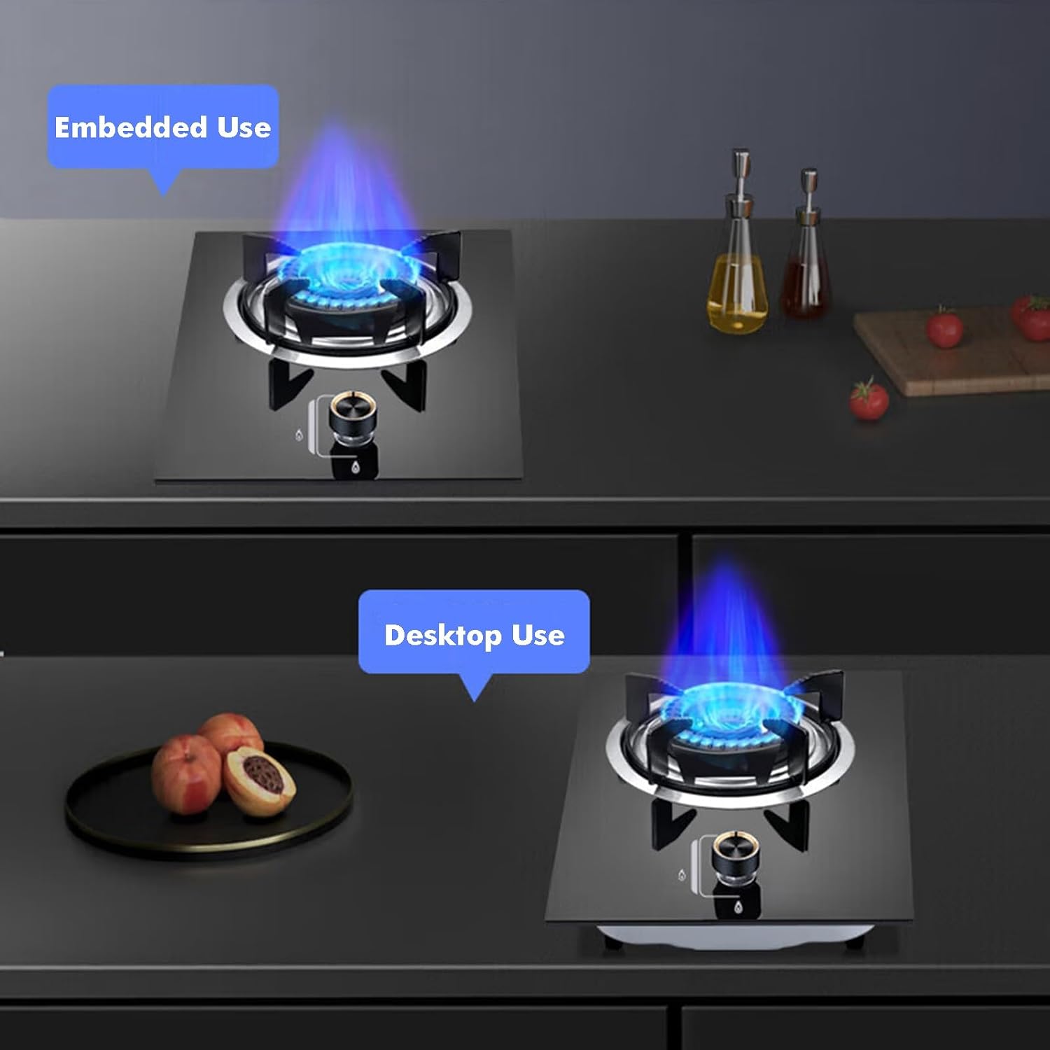 1 Burner Gas Stove,5.2KW Portable Camping Stove,Auto-Ignition Tempered Glass Top,NG/LPG Compatible for Outdoor Cooking and Emergency(NG)