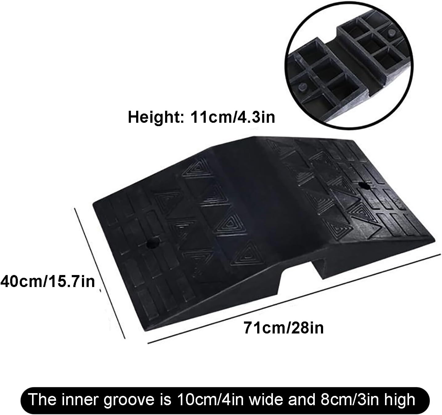 4' Rise Threshold Ramps for Doorways Portable Wheelchair Ramp with Anti-Slip Surface Rubber Threshold Ramp for Home Steps