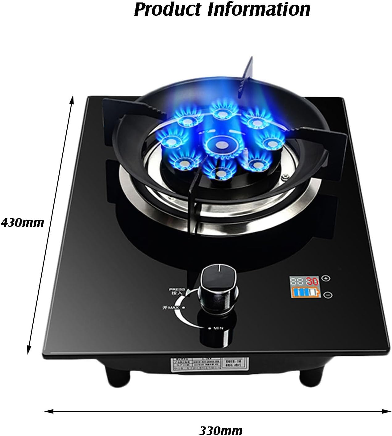 Propane Gas Stove,Single Burner Propane Stove,Max 17742.4BTU with Pulse Electronic Ignition Tempered Glass Suitable for Apartments Kitchens and More (Color : Style 2, Size : LPG)