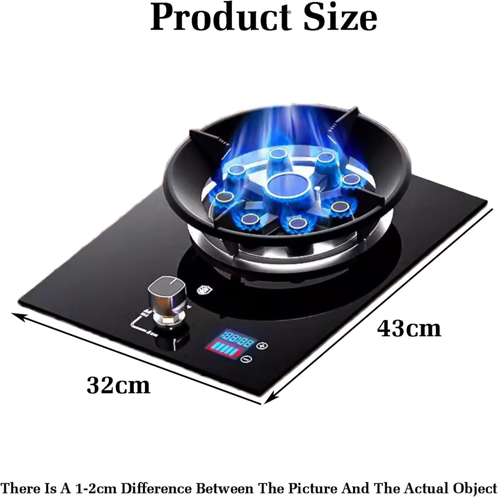 Gas Stove 1 Burner,Portable Gas Stove,Gas/LP Gas Conversion Stove,Tempered Glass Cast Iron Pot Rack,with Flameout Protection,for Home Kitchen(LPG)