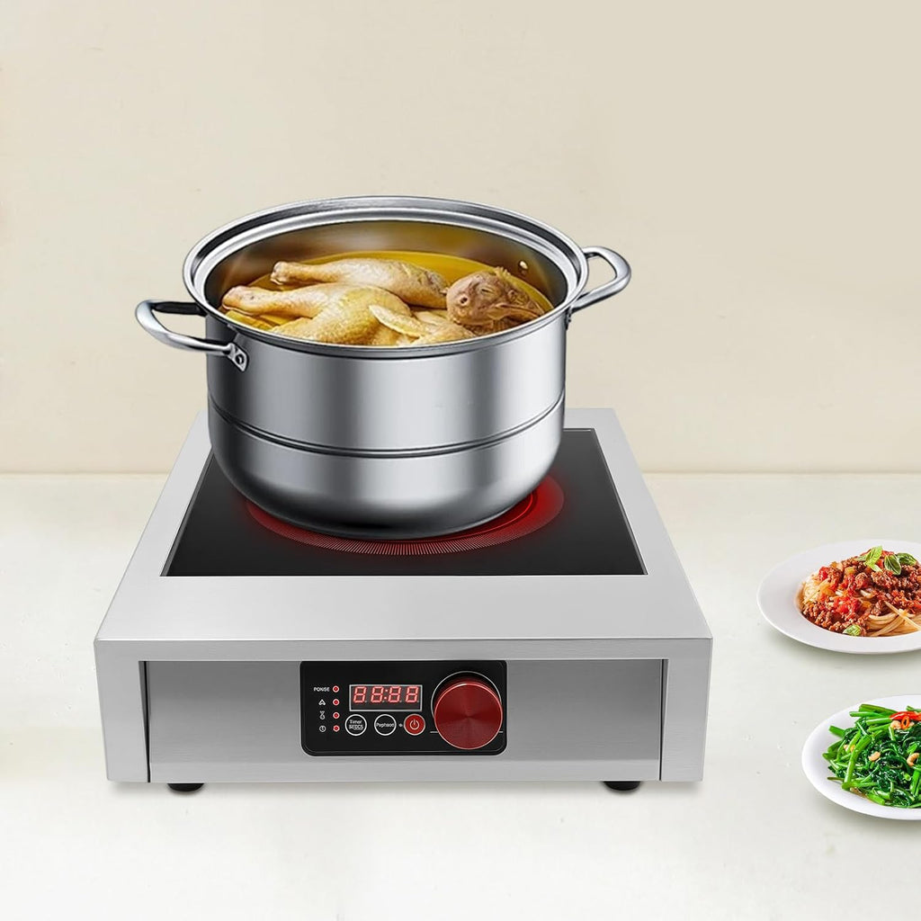 Commercial Induction Cooktop 3500W Portable with LED Display, 12' Cooking Zone & Adjustable Temp 176-572°F for Restaurants, Home Chefs, RV Cooking
